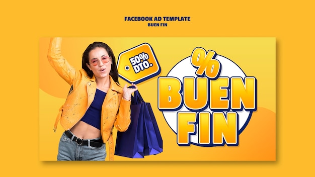 PSD gratuito modello facebook buen fin sfumato