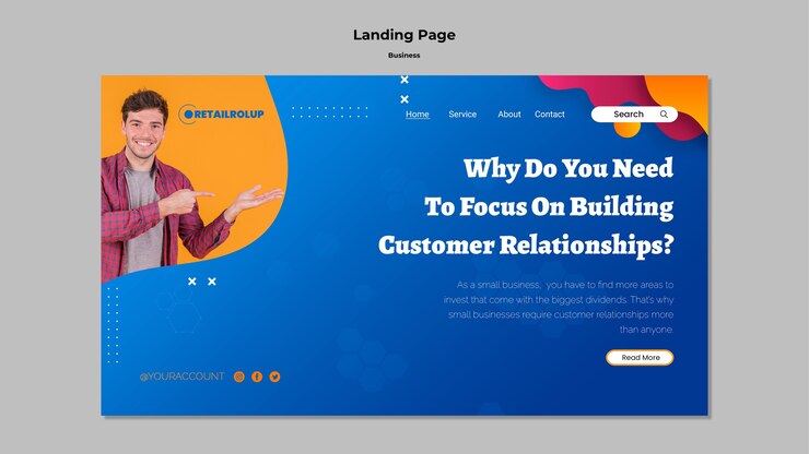 Free PSD gradient business landing page template