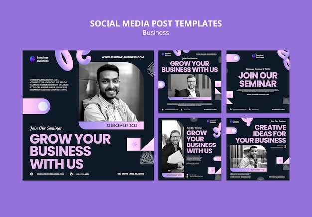 Free PSD gradient business solutions instagram posts