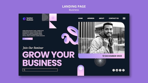 Free PSD gradient business solutions landing page