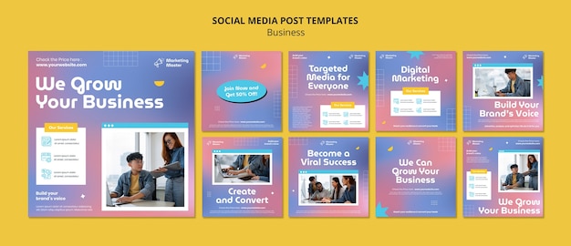 無料PSD グラデーションビジネス戦略のinstagram投稿