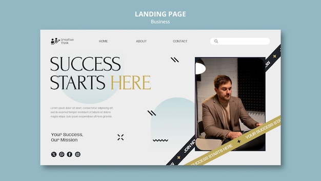 Free PSD gradient business strategy landing page