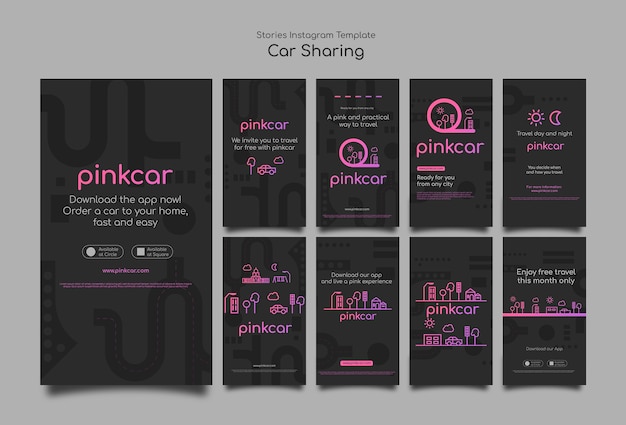 Free PSD gradient car sharing instagram stories