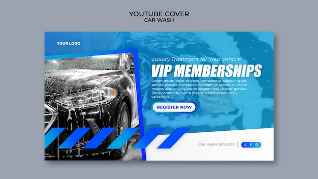 PSD gratuito copertina di youtube di gradient car wash