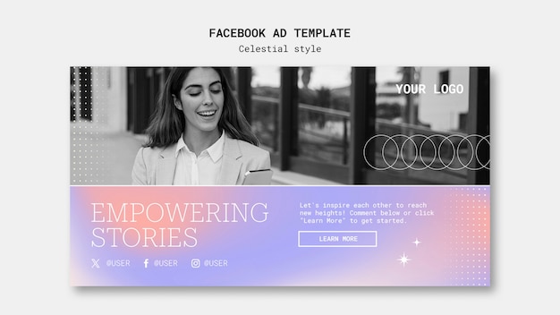 Gradient celestial style facebook template – free PSD, download for PSD, free to download, download free PSD