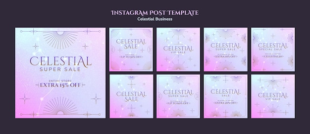 Free PSD gradient celestial style instagram posts