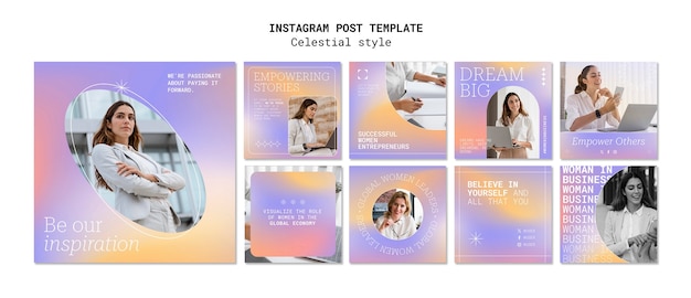 Free PSD gradient celestial style instagram posts