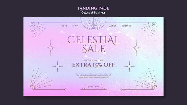 無料PSD グラデーション天体スタイルのランディング ページ テンプレート
