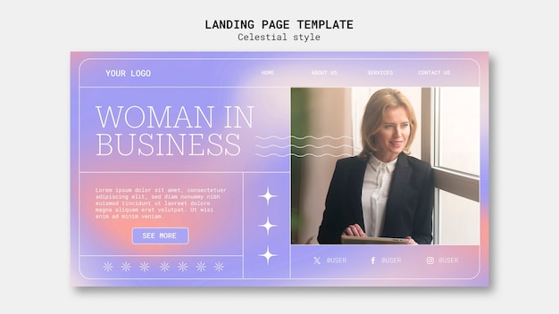 Free PSD gradient celestial style landing page template