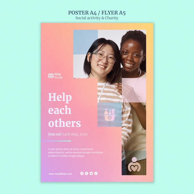 Free PSD gradient charity template design