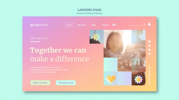 Free PSD gradient charity template design