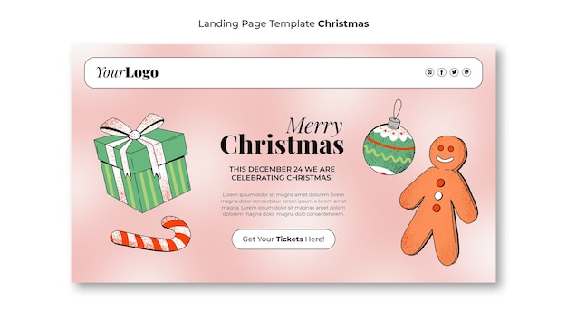 無料PSD グラデーションクリスマスのお祝いのランディングページ