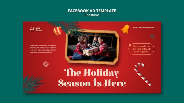 無料PSD グラデーションクリスマスホリデーfacebookテンプレート