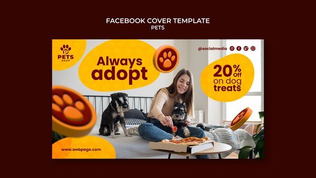 Gradient cute pet care facebook template