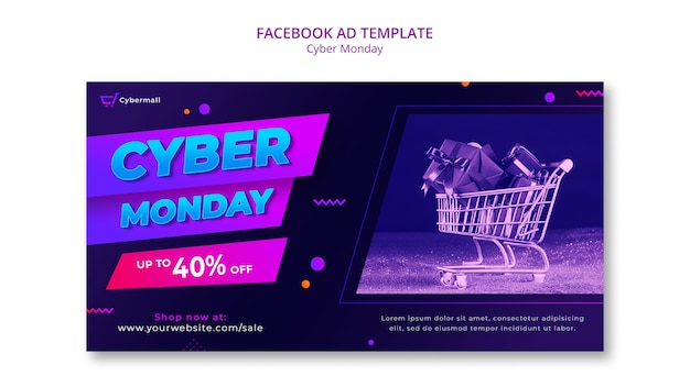 Free PSD gradient cyber monday facebook template