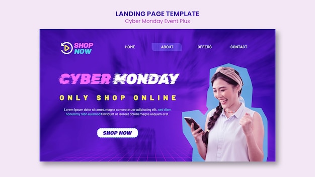 Free PSD gradient cyber monday landing page template