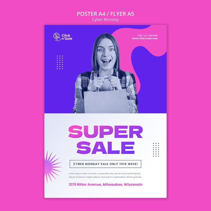 Free PSD gradient cyber monday poster template