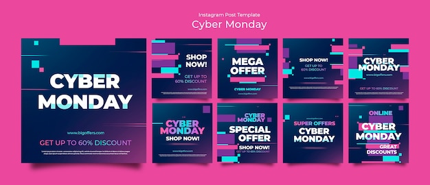 PSD gratuito modello gradiente cyber monday