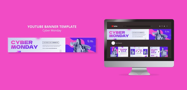 Free PSD gradient cyber monday youtube banner