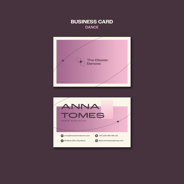 Free PSD gradient dance lessons  business card