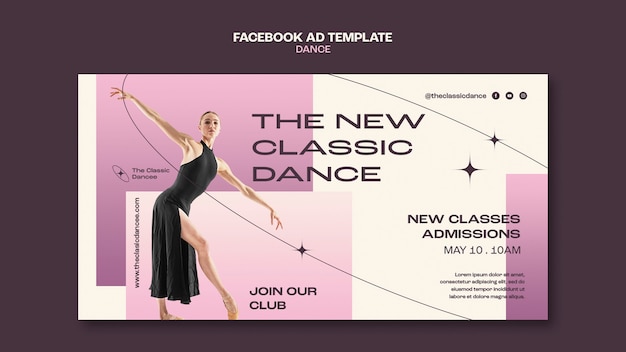 Free PSD gradient dance lessons facebook template