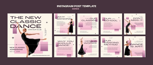 Free PSD gradient dance lessons  instagram posts