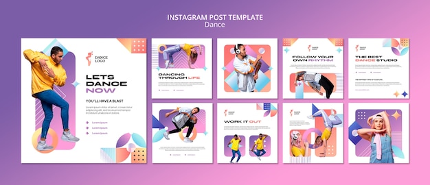 Free PSD gradient dance performance instagram posts