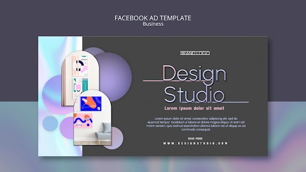 無料PSD グラデーションデザインスタジオfacebookテンプレート