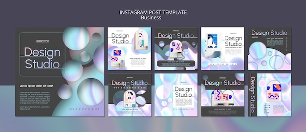 PSD gratuito modello di post di instagram dello studio di design sfumato