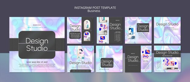 Gradient design studio instagram posts template