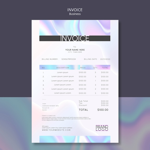 Free PSD gradient design studio  invoice template