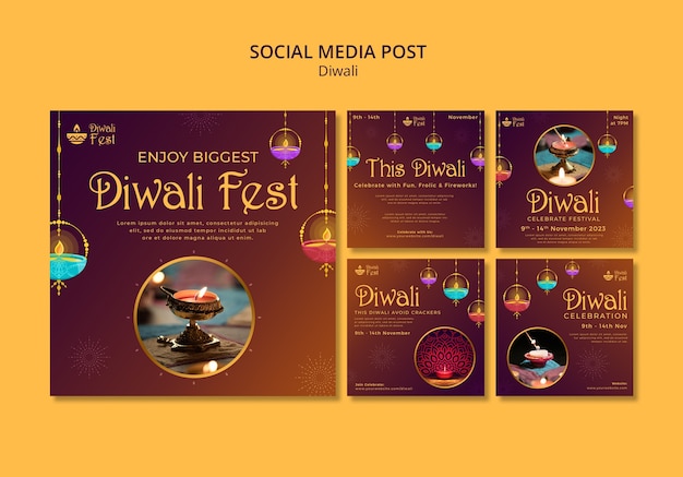 Gradient diwali template design