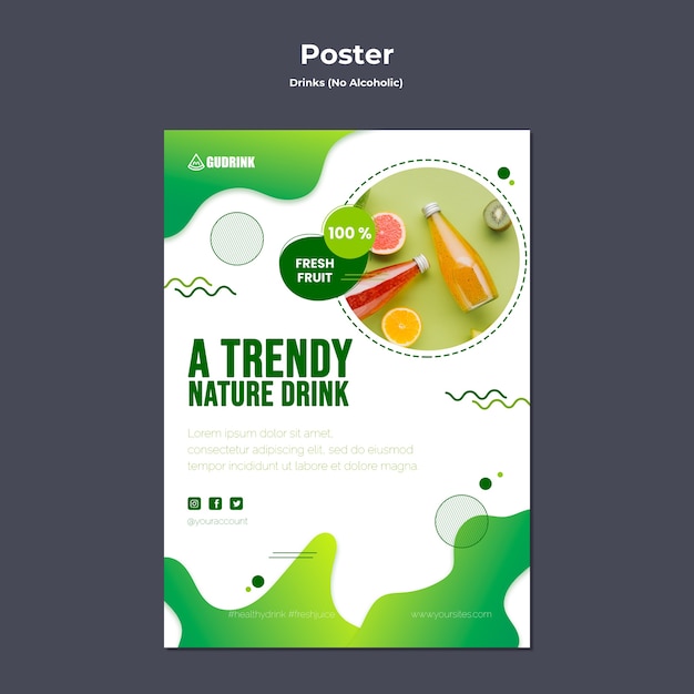 Free PSD gradient drink poster template design
