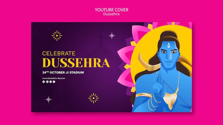 免費 PSD 梯度 dussehra 模板設計