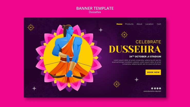 मुफ़्त PSD gradient dussehra template design