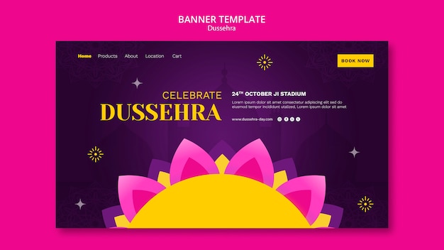 Free PSD gradient dussehra template design