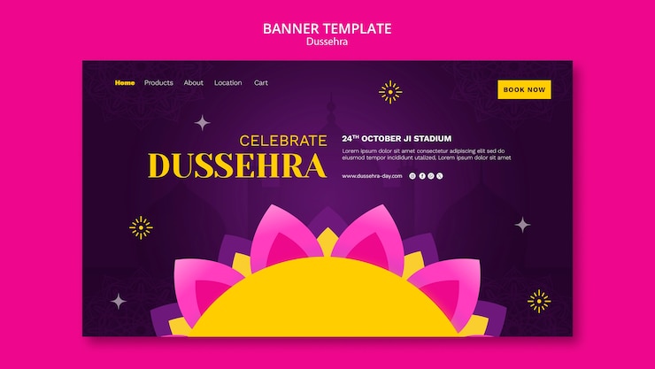 मुफ़्त PSD gradient dussehra template design
