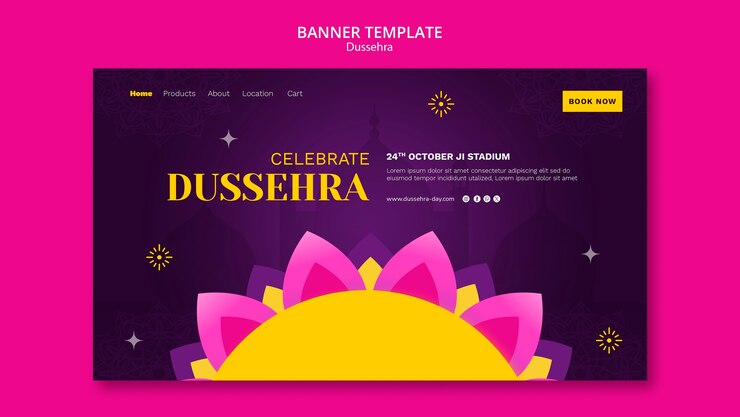 मुफ़्त PSD gradient dussehra template design