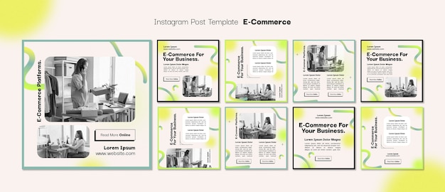 Free PSD gradient e-commerce instagram posts template