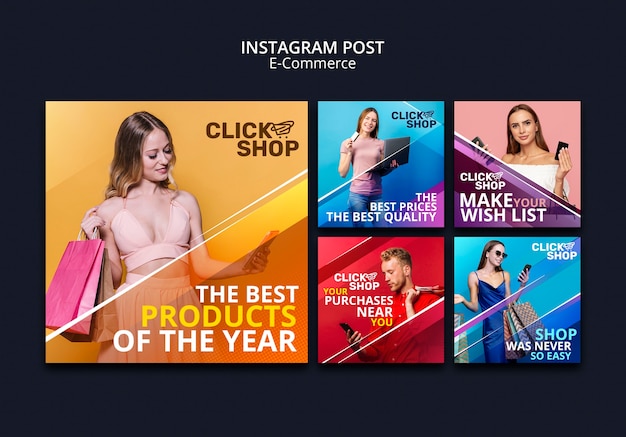 Free PSD gradient e-commerce instagram posts