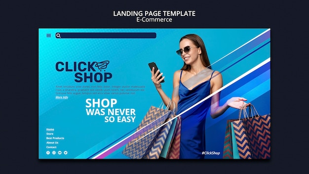 Free PSD gradient e-commerce landing page template