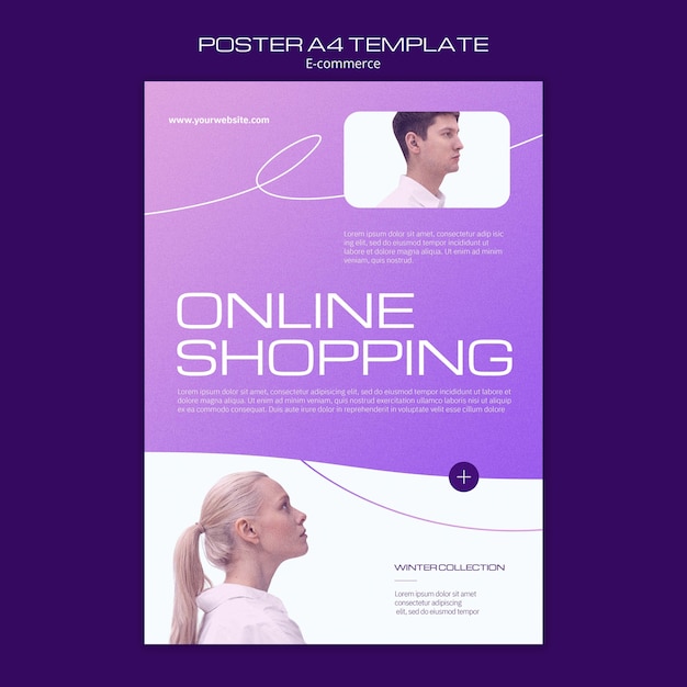 PSD gratuito modello di poster di e-commerce sfumato