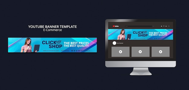 Get the Stylish Gradient E-commerce YouTube Banner Template for Free