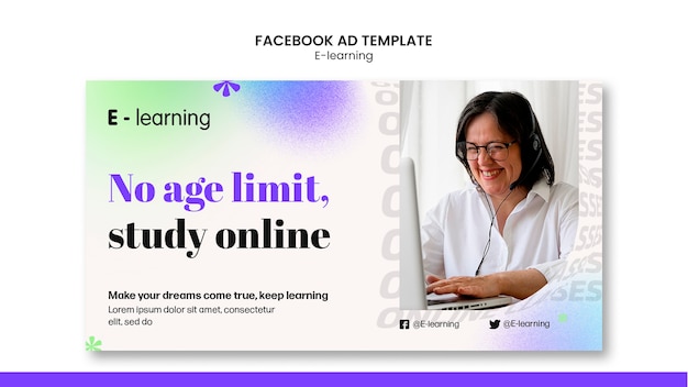 Free PSD gradient e-learning facebook template