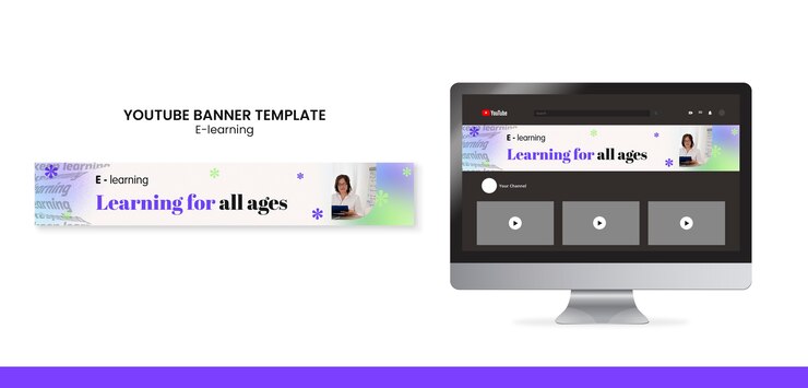 Free PSD gradient e-learning youtube banner template