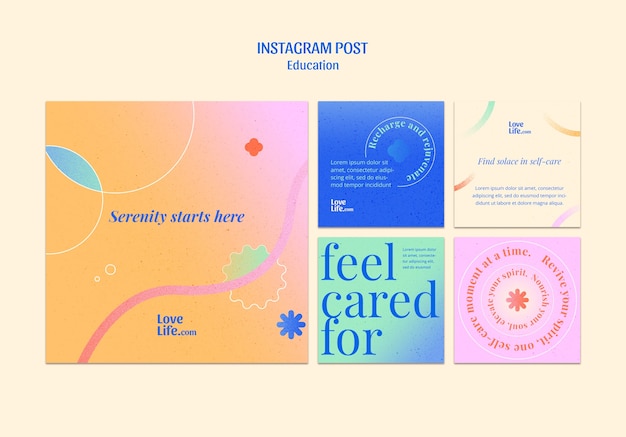 Free PSD gradient education concept instagram posts