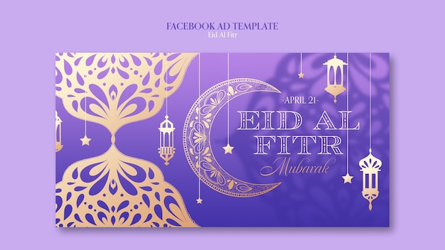 Gradient eid al fitr celebration facebook template