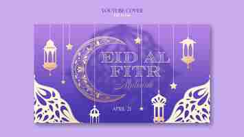 Free PSD gradient eid al fitr celebration youtube cover template