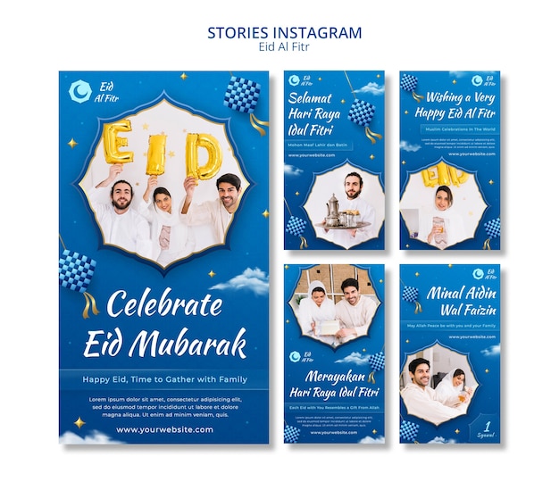 Gradiente eid al-fitr instagram template design