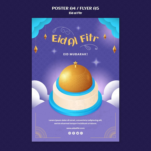 PSD gratuito design del modello eid al-fitr gradiente